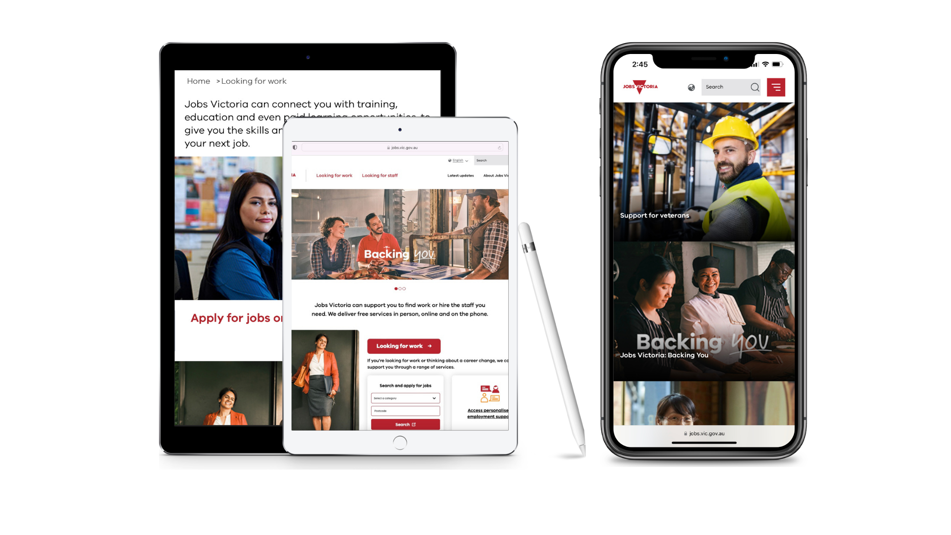 Jobs Victoria website on various devices.